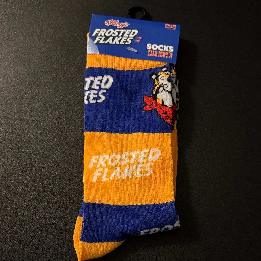 Kellogg's Frosted Flakes Blue and Orange Crew Socks
